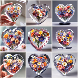 Crystal Hearts with Flowers