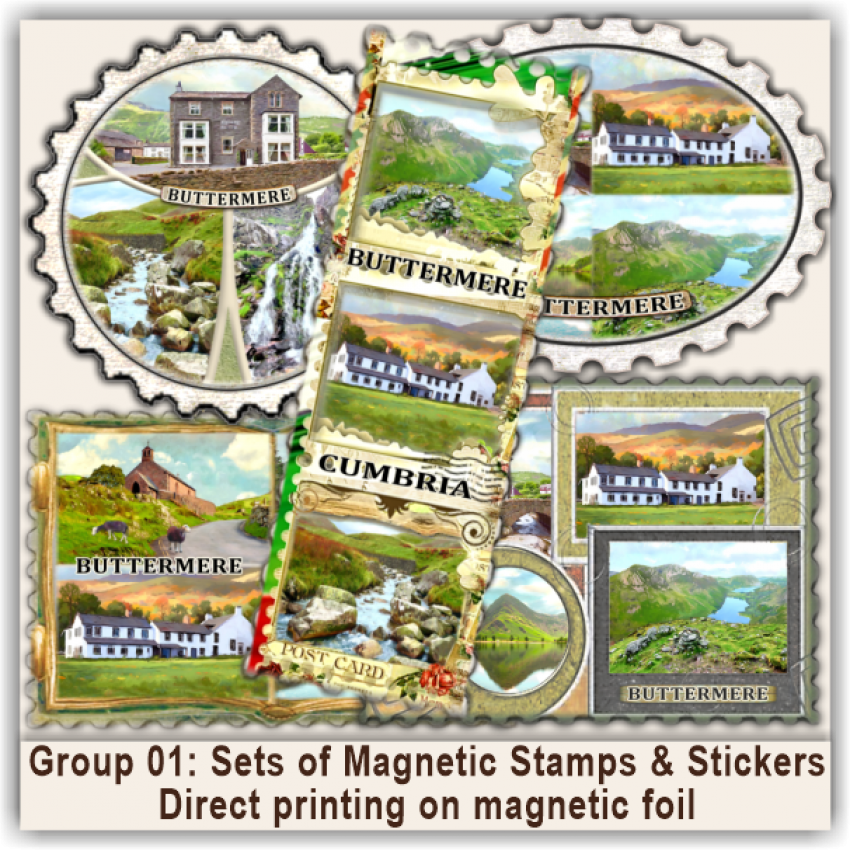 Buttermere Sets of Magnetic Stamps, Stickers & Bookmarks 01 Buttermere Sets of Magnetic Stamps, Stickers & Bookmarks 01