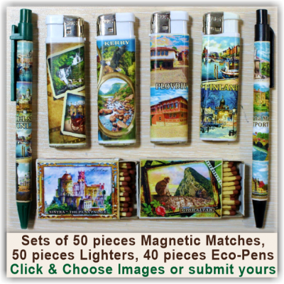 13 Sets of Eco-Pens, Lighters, Matches, Keychains 13 13 Sets of Eco-Pens, Lighters, Matches, Keychains 13
