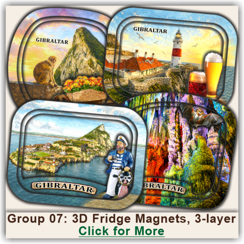 Gibraltar 3D Tourist Magnets, Group 07 Gibraltar 3D Tourist Magnets, Group 07
