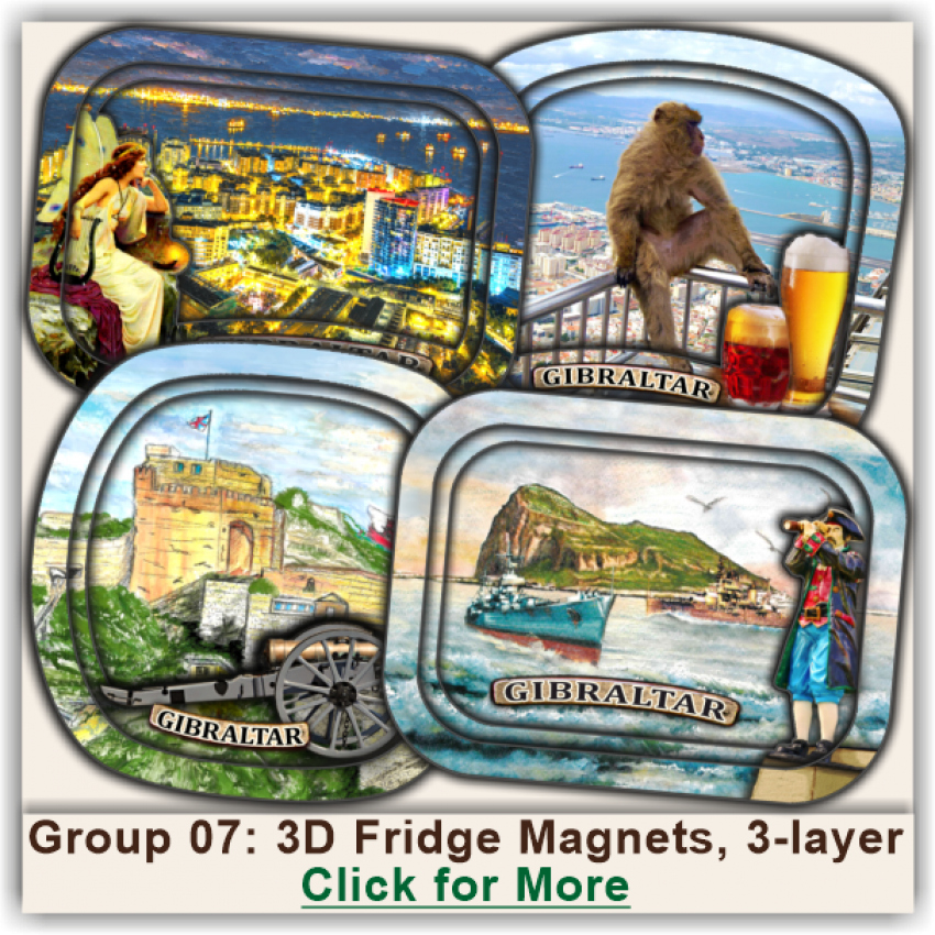Gibraltar 3D Tourist Magnets, Group 07 Gibraltar 3D Tourist Magnets, Group 07