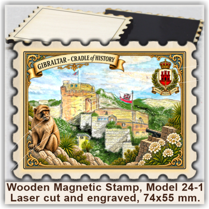 Gibraltar Wooden Magnetic Stamps, Group 24 Gibraltar Wooden Magnetic Stamps, Group 24