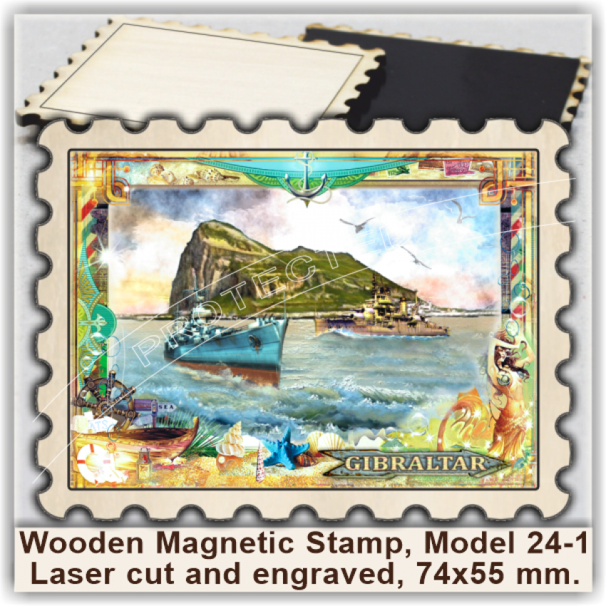 Gibraltar Wooden Magnetic Stamps, Group 24 Gibraltar Wooden Magnetic Stamps, Group 24