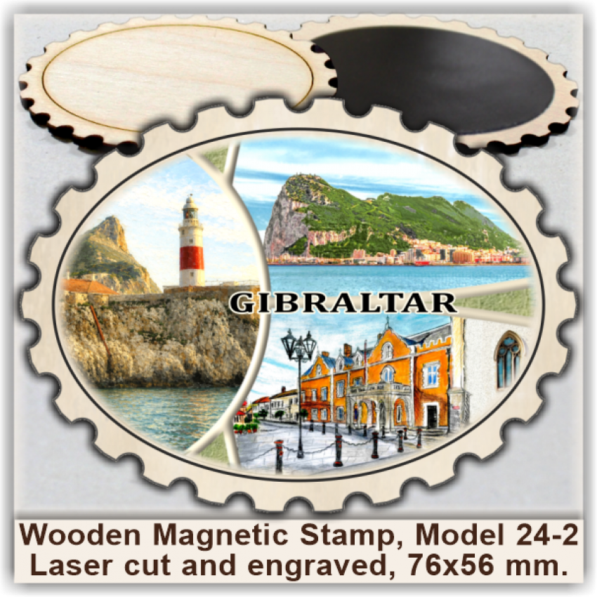 Gibraltar Wooden Magnetic Stamps, Group 24 Gibraltar Wooden Magnetic Stamps, Group 24
