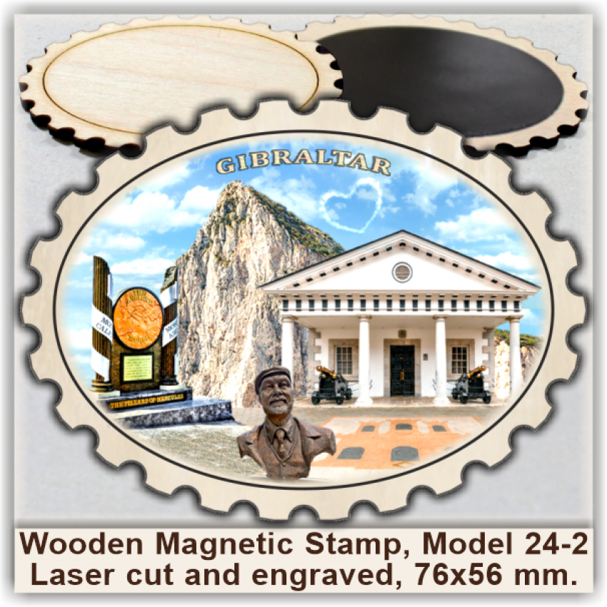 Gibraltar Wooden Magnetic Stamps, Group 24 Gibraltar Wooden Magnetic Stamps, Group 24