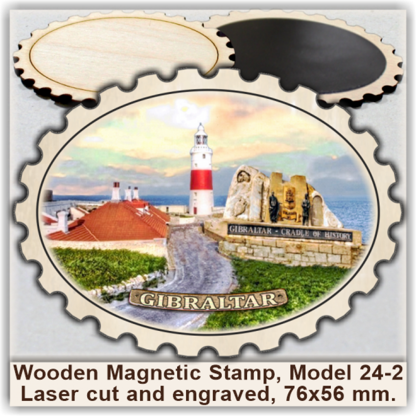 Gibraltar Wooden Magnetic Stamps, Group 24 Gibraltar Wooden Magnetic Stamps, Group 24