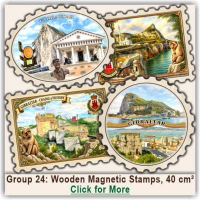 Gibraltar Wooden Magnetic Stamps, Group 24 Gibraltar Wooden Magnetic Stamps, Group 24