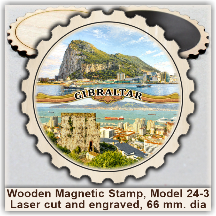 Gibraltar Wooden Magnetic Stamps, Group 24 Gibraltar Wooden Magnetic Stamps, Group 24