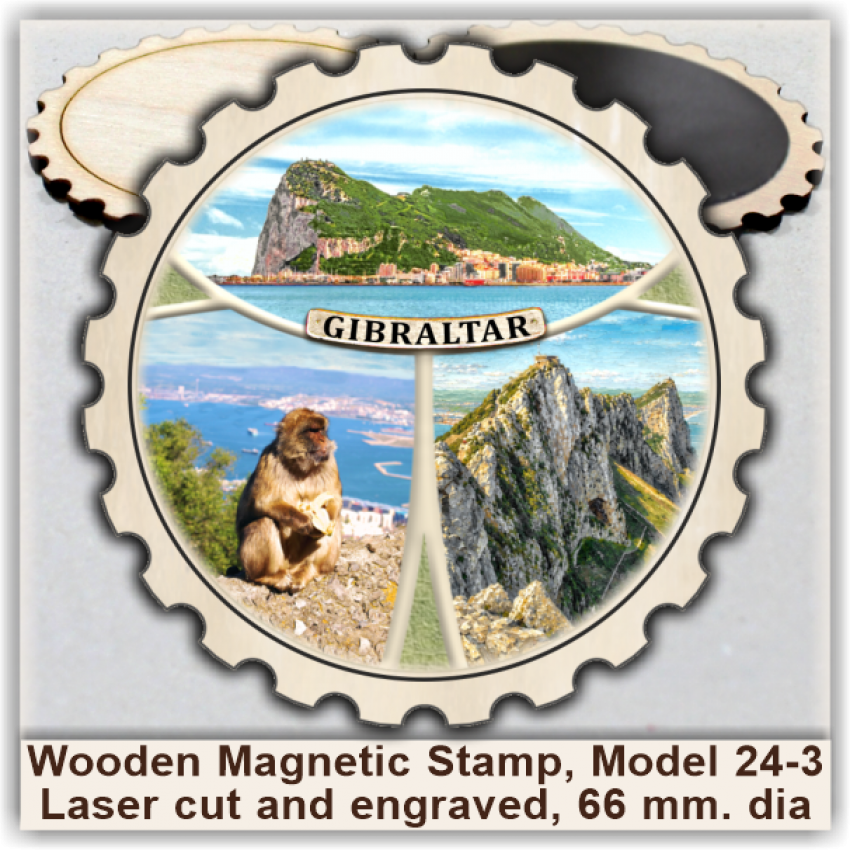 Gibraltar Wooden Magnetic Stamps, Group 24 Gibraltar Wooden Magnetic Stamps, Group 24