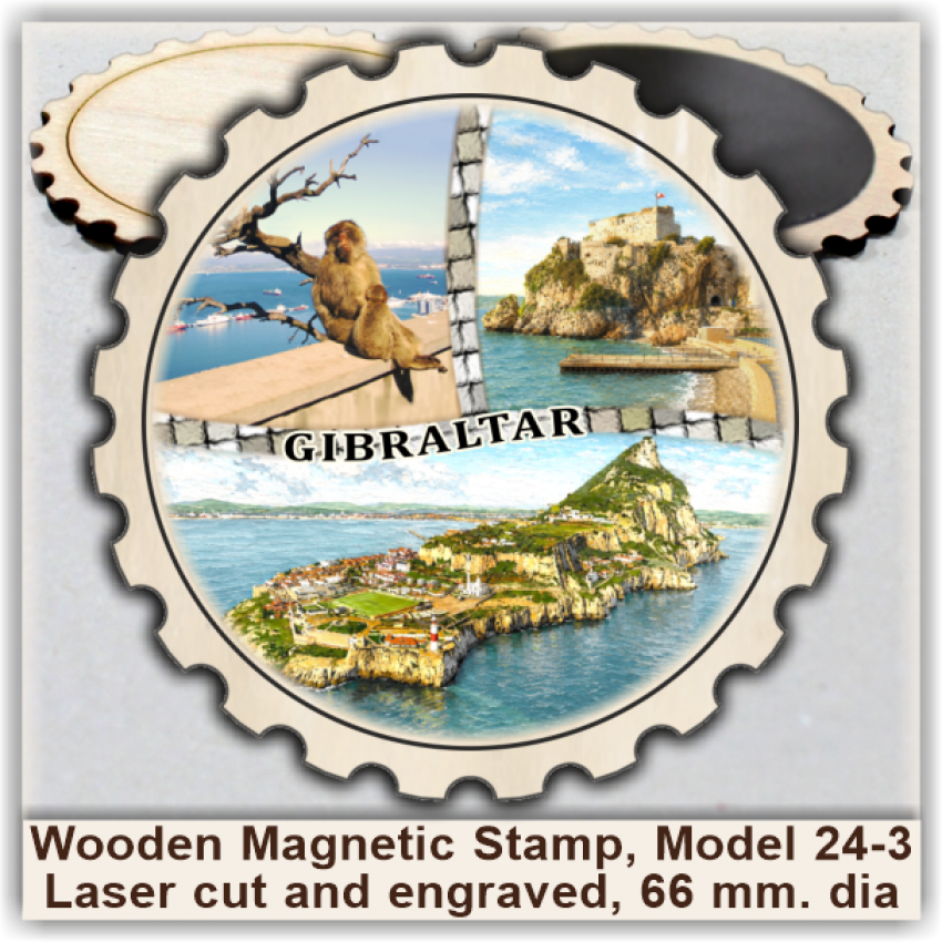 Gibraltar Wooden Magnetic Stamps, Group 24 Gibraltar Wooden Magnetic Stamps, Group 24