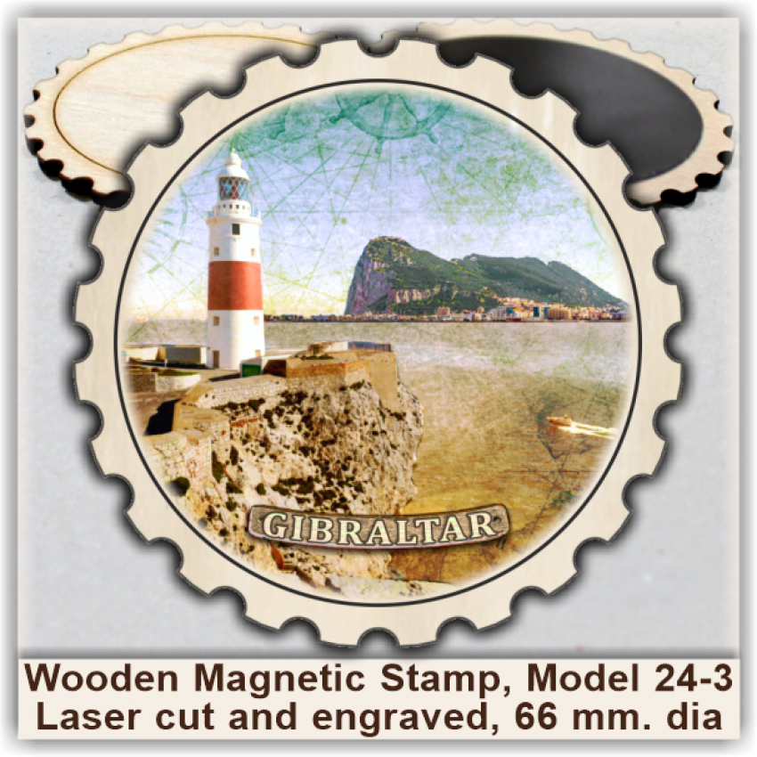 Gibraltar Wooden Magnetic Stamps, Group 24 Gibraltar Wooden Magnetic Stamps, Group 24