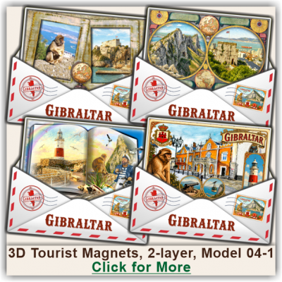 Gibraltar 3D Tourist Magnets, Model 04-1 Gibraltar 3D Tourist Magnets, Model 04-1