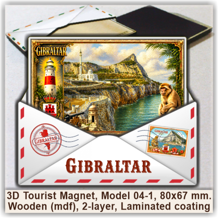 Gibraltar 3D Tourist Magnets, Model 04-1 Gibraltar 3D Tourist Magnets, Model 04-1
