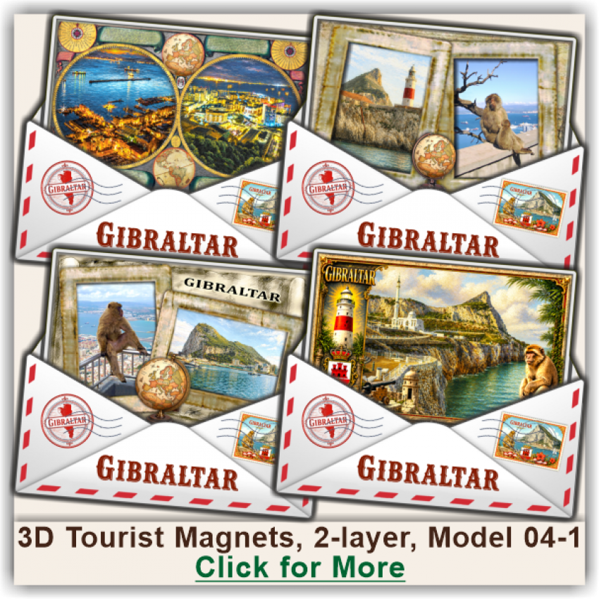 Gibraltar 3D Tourist Magnets, Model 04-1 Gibraltar 3D Tourist Magnets, Model 04-1