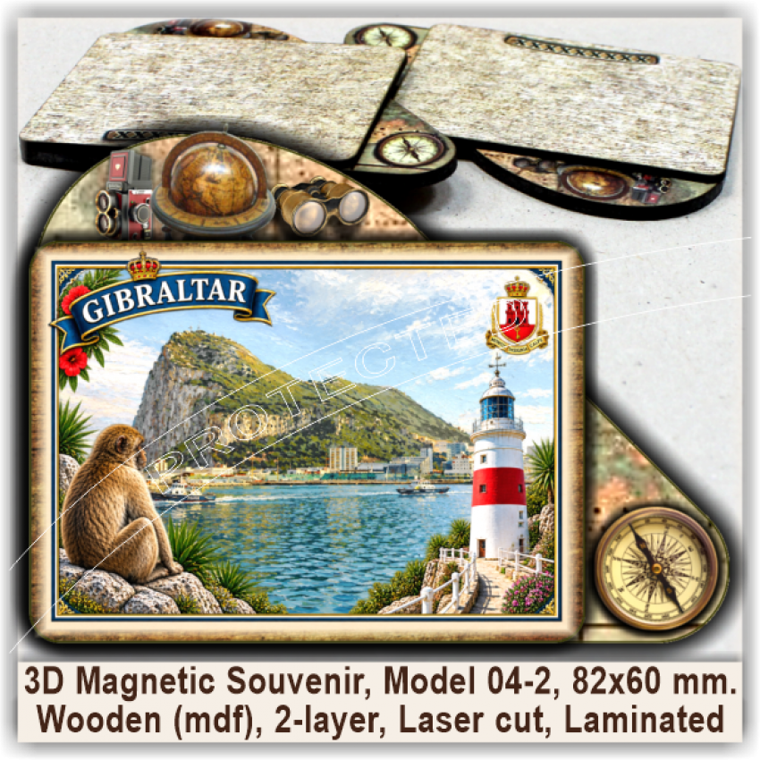 Gibraltar Tourist Magnetic Souvenirs, Model 04-2 Gibraltar Tourist Magnetic Souvenirs, Model 04-2