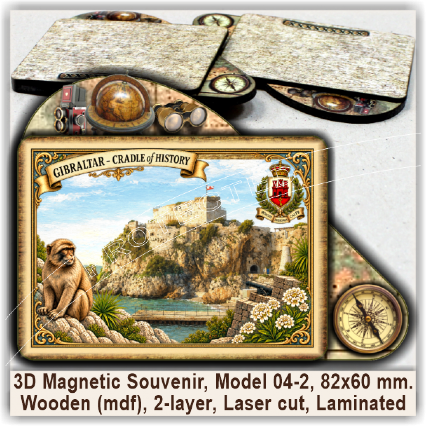 Gibraltar Tourist Magnetic Souvenirs, Model 04-2 Gibraltar Tourist Magnetic Souvenirs, Model 04-2