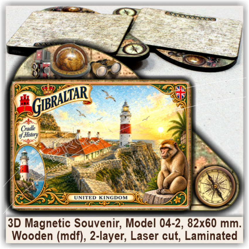 Gibraltar Tourist Magnetic Souvenirs, Model 04-2 Gibraltar Tourist Magnetic Souvenirs, Model 04-2