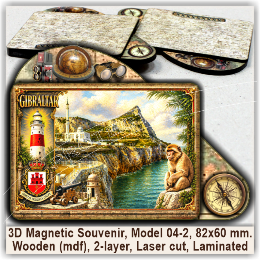 Gibraltar Tourist Magnetic Souvenirs, Model 04-2 Gibraltar Tourist Magnetic Souvenirs, Model 04-2