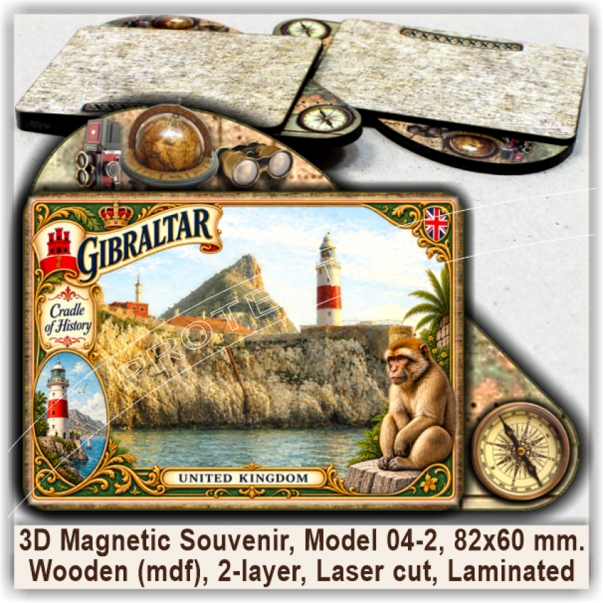 Gibraltar Tourist Magnetic Souvenirs, Model 04-2 Gibraltar Tourist Magnetic Souvenirs, Model 04-2