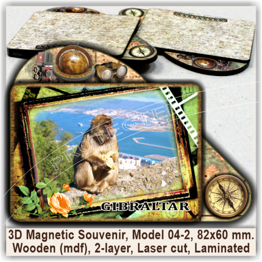 Gibraltar Tourist Magnetic Souvenirs, Model 04-2 Gibraltar Tourist Magnetic Souvenirs, Model 04-2