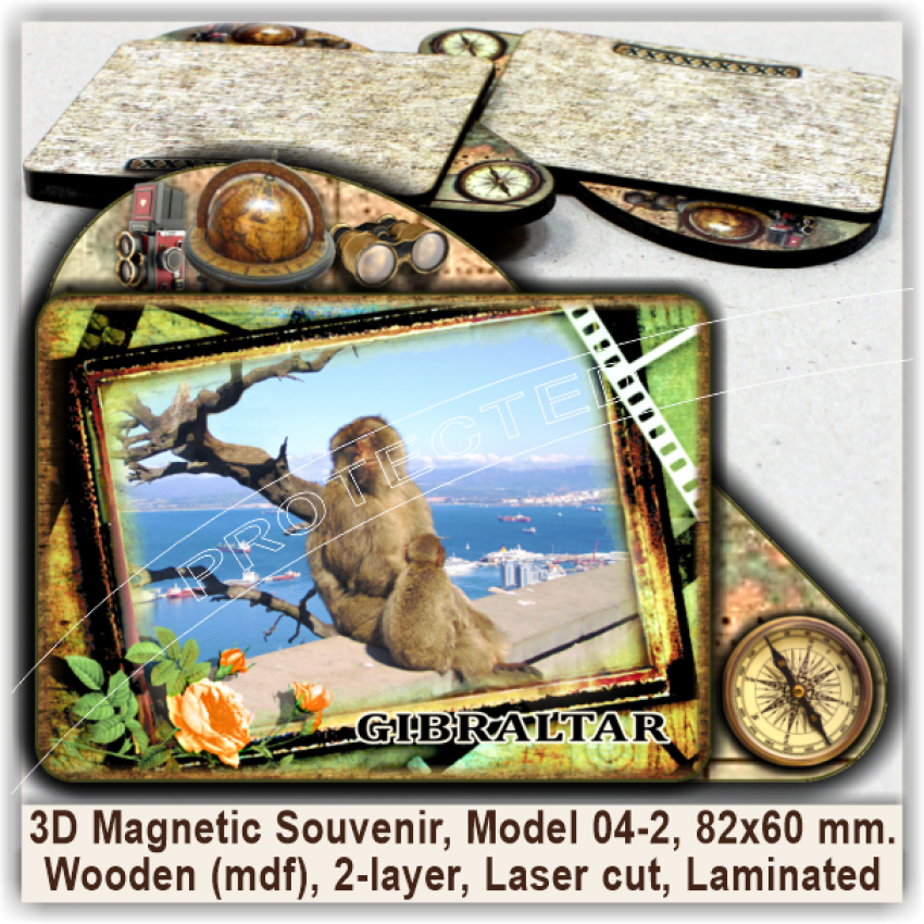 Gibraltar Tourist Magnetic Souvenirs, Model 04-2 Gibraltar Tourist Magnetic Souvenirs, Model 04-2