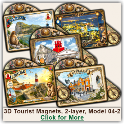 Gibraltar Tourist Magnetic Souvenirs, Model 04-2