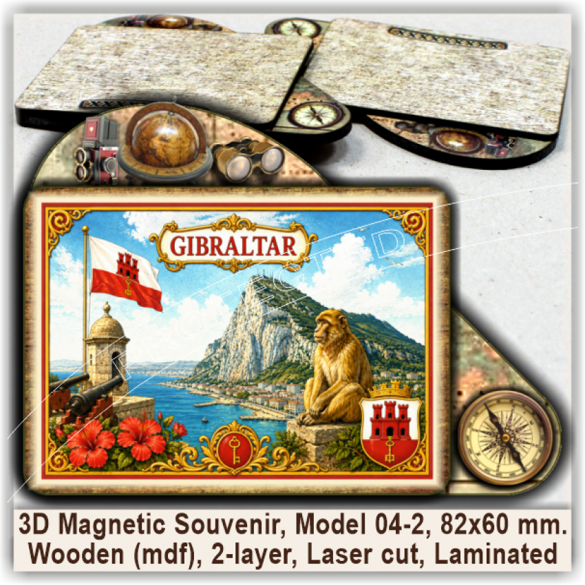 Gibraltar Tourist Magnetic Souvenirs, Model 04-2 Gibraltar Tourist Magnetic Souvenirs, Model 04-2