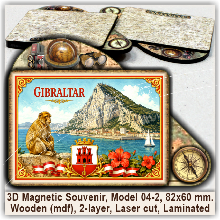 Gibraltar Tourist Magnetic Souvenirs, Model 04-2 Gibraltar Tourist Magnetic Souvenirs, Model 04-2