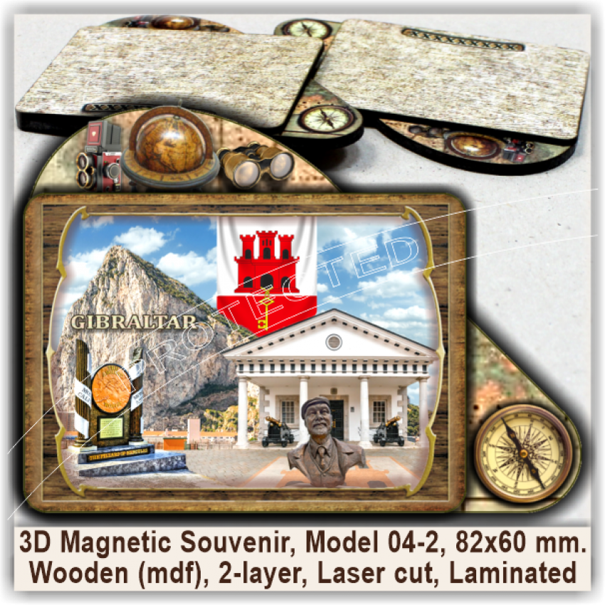 Gibraltar Tourist Magnetic Souvenirs, Model 04-2 Gibraltar Tourist Magnetic Souvenirs, Model 04-2