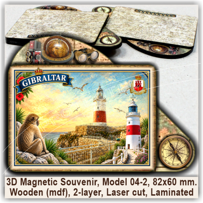 Gibraltar Tourist Magnetic Souvenirs, Model 04-2 Gibraltar Tourist Magnetic Souvenirs, Model 04-2
