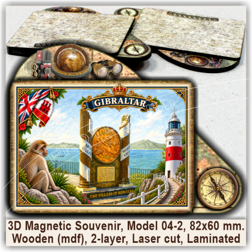Gibraltar Tourist Magnetic Souvenirs, Model 04-2 Gibraltar Tourist Magnetic Souvenirs, Model 04-2