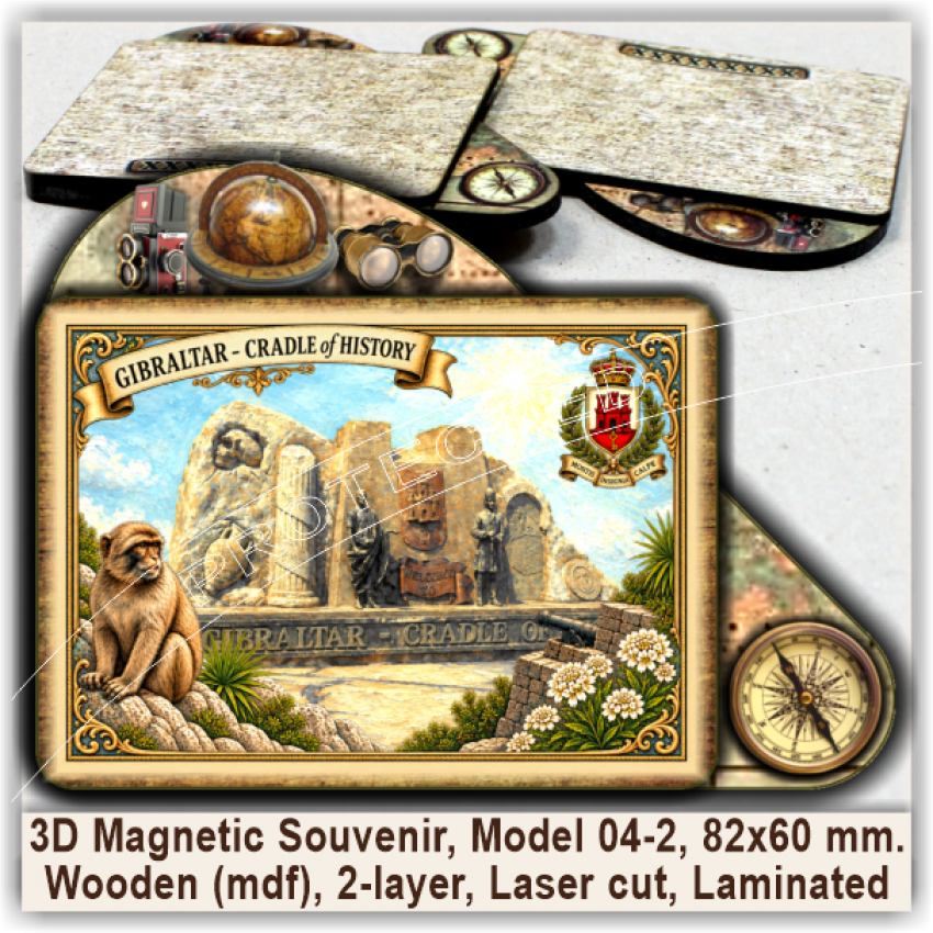 Gibraltar Tourist Magnetic Souvenirs, Model 04-2 Gibraltar Tourist Magnetic Souvenirs, Model 04-2