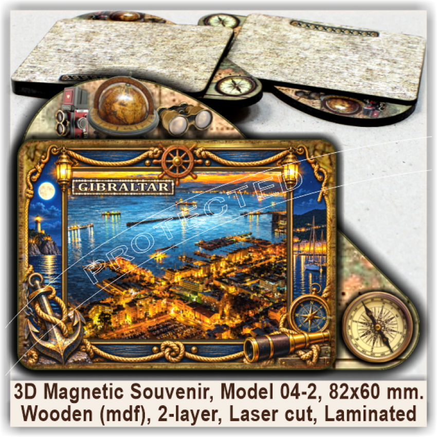Gibraltar Tourist Magnetic Souvenirs, Model 04-2 Gibraltar Tourist Magnetic Souvenirs, Model 04-2