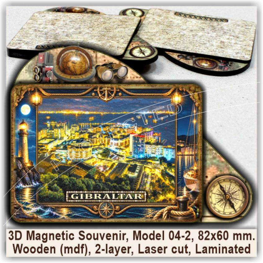 Gibraltar Tourist Magnetic Souvenirs, Model 04-2 Gibraltar Tourist Magnetic Souvenirs, Model 04-2