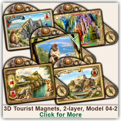 Gibraltar Tourist Magnetic Souvenirs, Model 04-2 Gibraltar Tourist Magnetic Souvenirs, Model 04-2