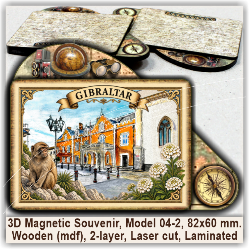 Gibraltar Tourist Magnetic Souvenirs, Model 04-2 Gibraltar Tourist Magnetic Souvenirs, Model 04-2