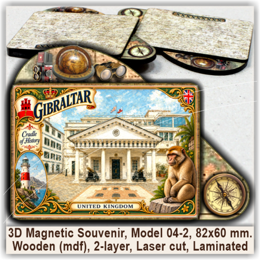Gibraltar Tourist Magnetic Souvenirs, Model 04-2 Gibraltar Tourist Magnetic Souvenirs, Model 04-2