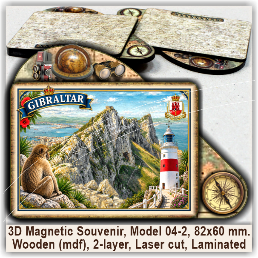 Gibraltar Tourist Magnetic Souvenirs, Model 04-2 Gibraltar Tourist Magnetic Souvenirs, Model 04-2