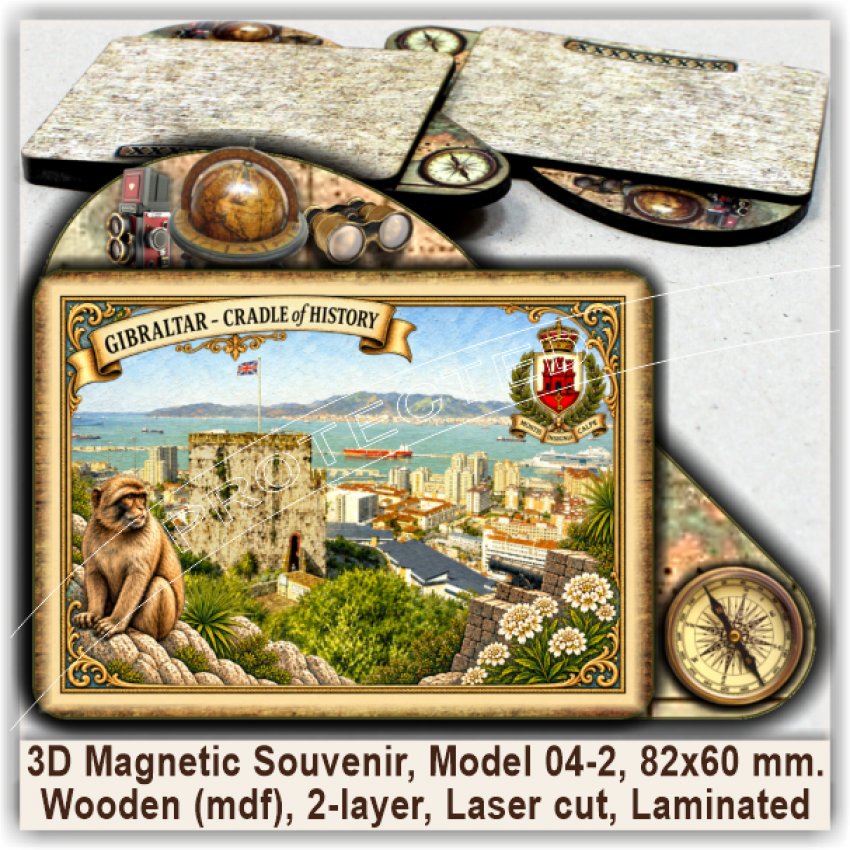 Gibraltar Tourist Magnetic Souvenirs, Model 04-2 Gibraltar Tourist Magnetic Souvenirs, Model 04-2