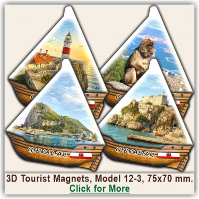 Gibraltar 3D Tourist Magnets. Model 12-3